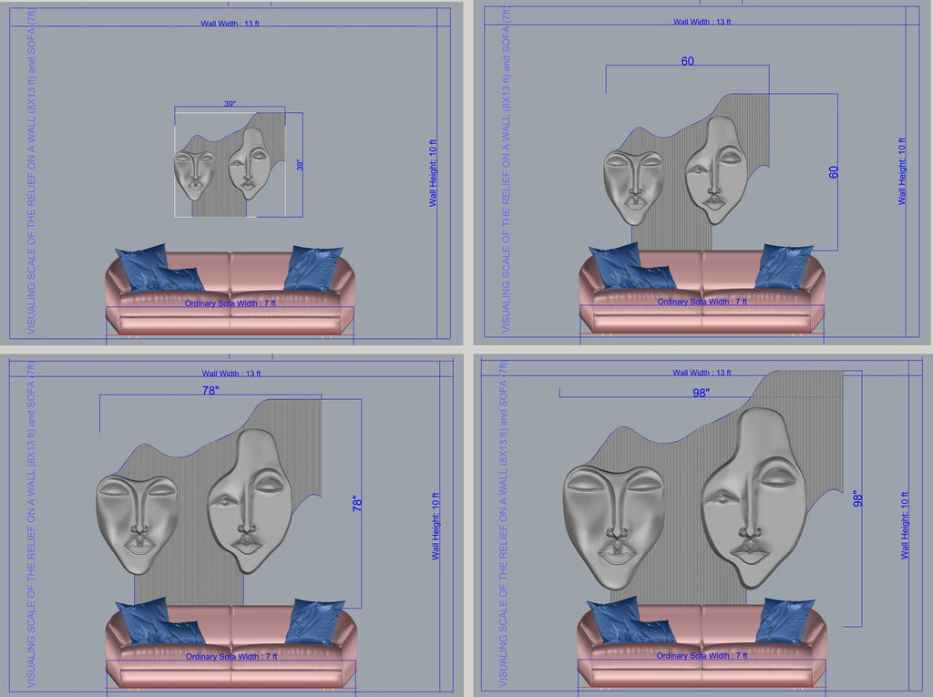 Wabi-Sabi 3D Gesichts-Wandrelief