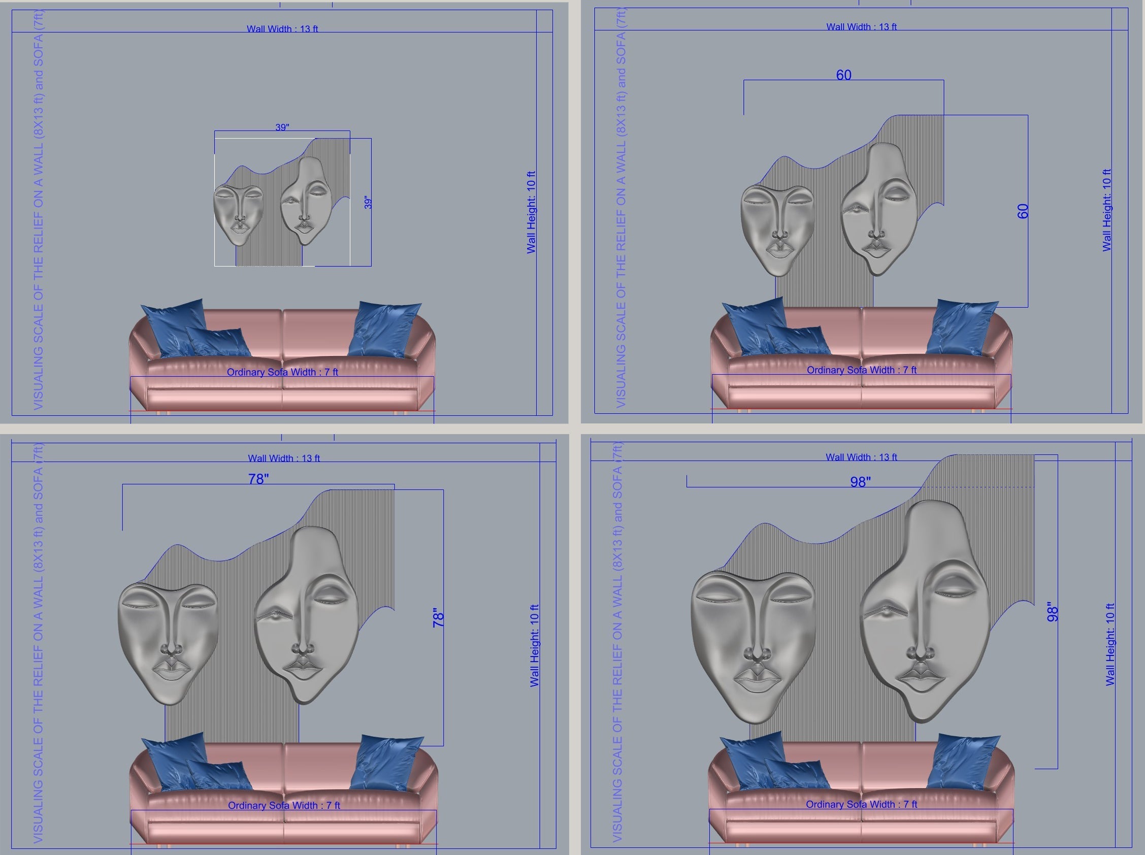 Wabi-Sabi 3D Gesichts-Wandrelief
