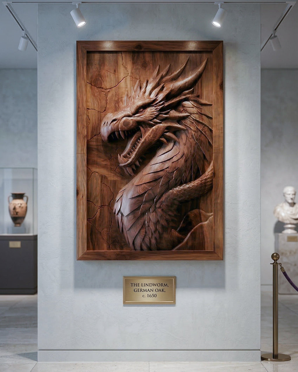 3D Drachen Holzrelief | Luxuriöse Wandkunst-Dekoration
