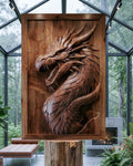 3D Drachen Holzrelief | Luxuriöse Wandkunst-Dekoration