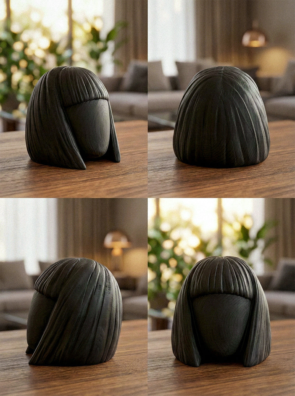 Frauenkopf-Skulptur aus Holz