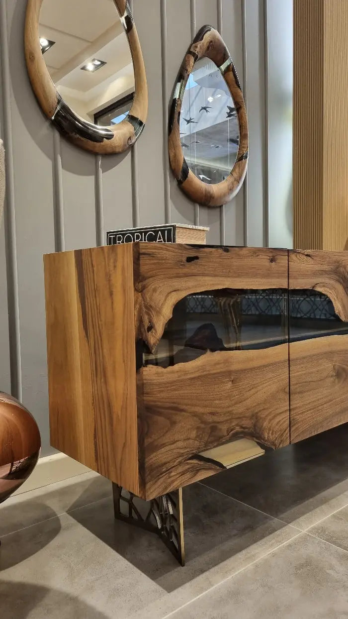 Esszimmerbuffet und Anrichte aus Holz und Harz | Voronoi Kollektion