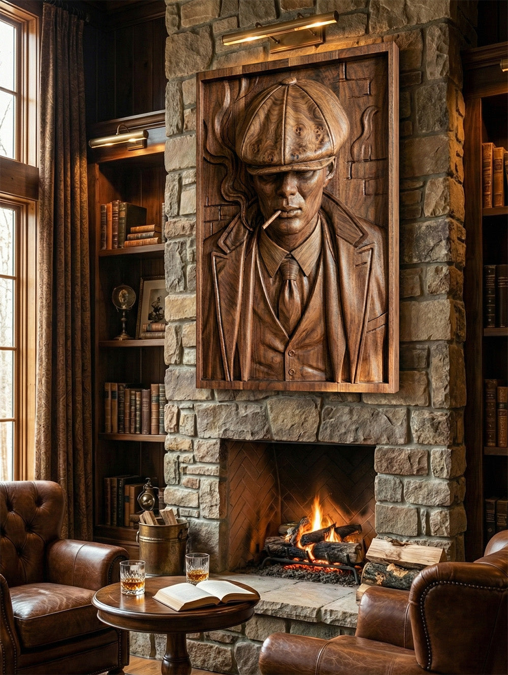 Peaky Blinders: Thomas Shelby 3D Holzrelief Wandkunst Schnitzerei