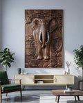 Majestätischer Afrikanischer Elefant 3D Relief Wandkunst aus Holz
